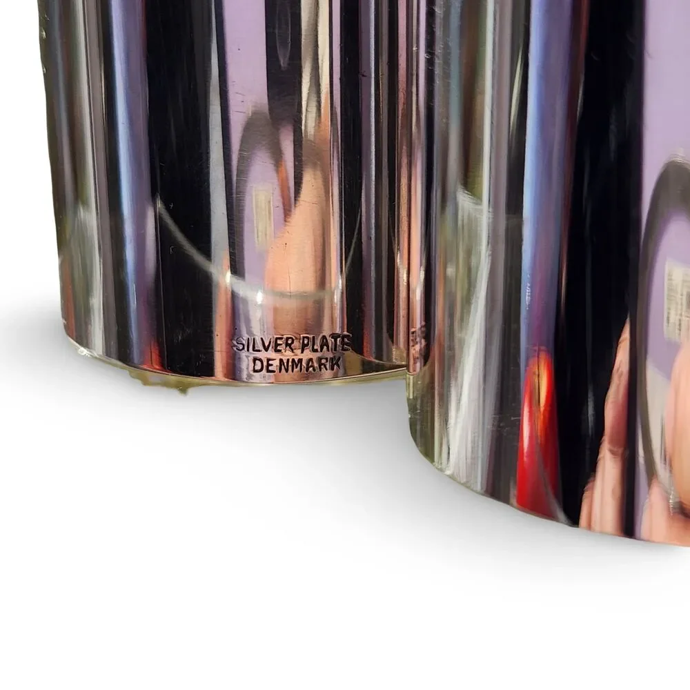 Danish Silver Napkin Holders Set of 4 Minimalist Scandinavian Modern Denmark